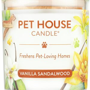 One Fur All - 100% Natural Soy Wax Candle- Pet Odour Eliminator, Up To 60 Hours Burn Time, Non-toxic, Reusable Glass Jar Scented Candles – Pet House Candle (Vanilla Sandalwood)