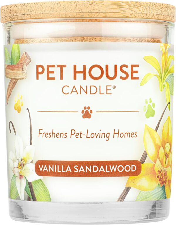 One Fur All - 100% Natural Soy Wax Candle- Pet Odour Eliminator, Up To 60 Hours Burn Time, Non-toxic, Reusable Glass Jar Scented Candles – Pet House Candle (Vanilla Sandalwood)