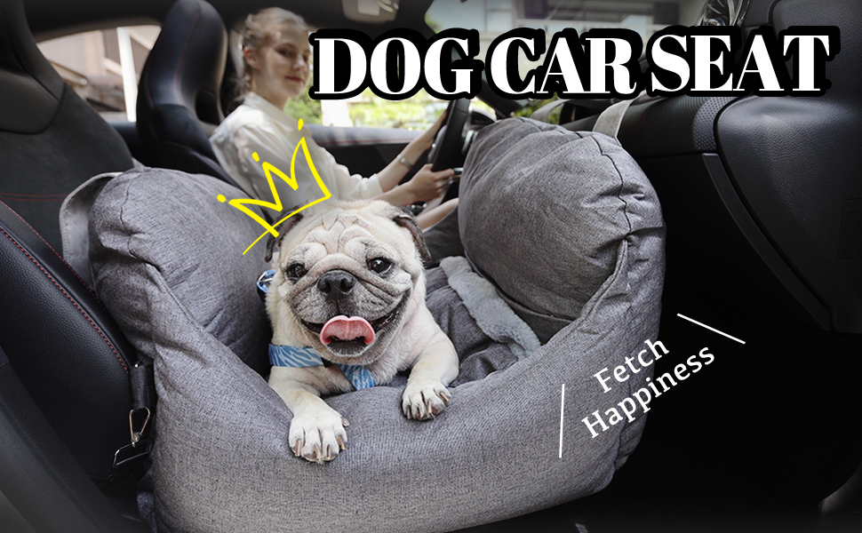 dog carseat fech happiness