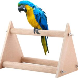 Parrot Bird Perch Stand, Portable Funny Wooden Parrot Playstand Bird Playground Play Gym for Cockatiels Conures African Greys Parakeets Finch Love Birds