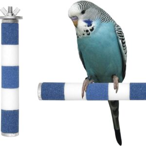 Parrot Perch,15CM Blue&White Color Bird Perch Stand Birdcage Scrub Stand Bar for Bird Parrot Budgies Parakeet Cockatiels Conure Lovebird Cage Paw Grinding Toy