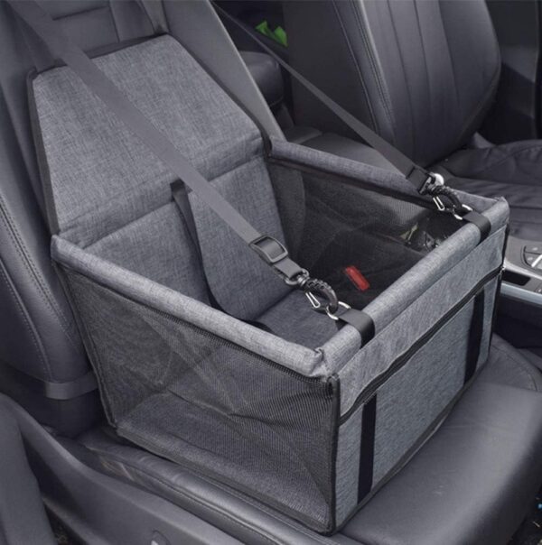Pet Car Seat Upgrade,Pet Car Booster Seat Cover, Suitable for Small and Medium-sized Cats and Dogs Washable, Foldable and Breathable,With Clip-On Safety Leash and PVC Support Tube(grey)