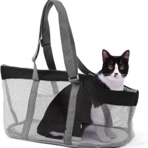 Pet Carrier Bag Breathable Mesh Cat Carrier Handbag Portable Dog Travel Tote Bag Soft Sided Foldable Pet Carry Bag with Safety Rope & Removable Mat for Small Dogs, Cats, Puppies, Small Animals 4KG