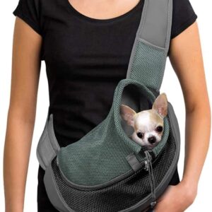 Pet Dog Cat Sling Carrier Bag Puppy Shoulder Carry Bag Hands Free Dog Front Carrier with Adjustable Shoulder Strap Pet Travel Carrier Tote Bag with Breathable Mesh Pouch for Outdoor Walking Subway