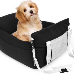 Petyoung Dog Car Seat for Small Medium Dog, Water-Resistant Dog Booster Seat Dog Bed with Safety Leash for Car, Small Pets Travel Carrier Bag with with Removable Mat