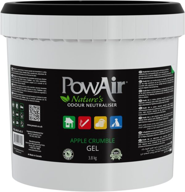 PowAir Gel Natural Odour Neutraliser - Apple Crumble Fragrance - Effective Home Odour Eliminator with Natural Essential Oils (3.8 Kg Pail)