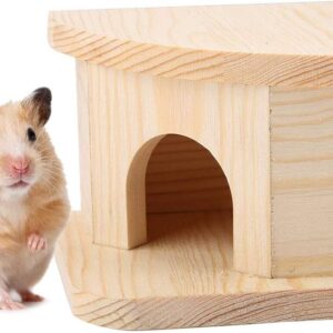 Pssopp Hamster House Gerbils Hideout Wooden Hamster Bed Cabin Small Animal Warm House Hamster Nest Rats Mouse Sugar Glider Huts Cage Accessories