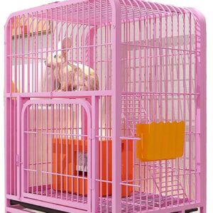 Rabbit Cage, On Wheels Bunny Cage Rabbit Hutch Pet Cage Outdoor Indoor Rabbit Cage House Guinea Pig Cage Removable Pull Out Tray