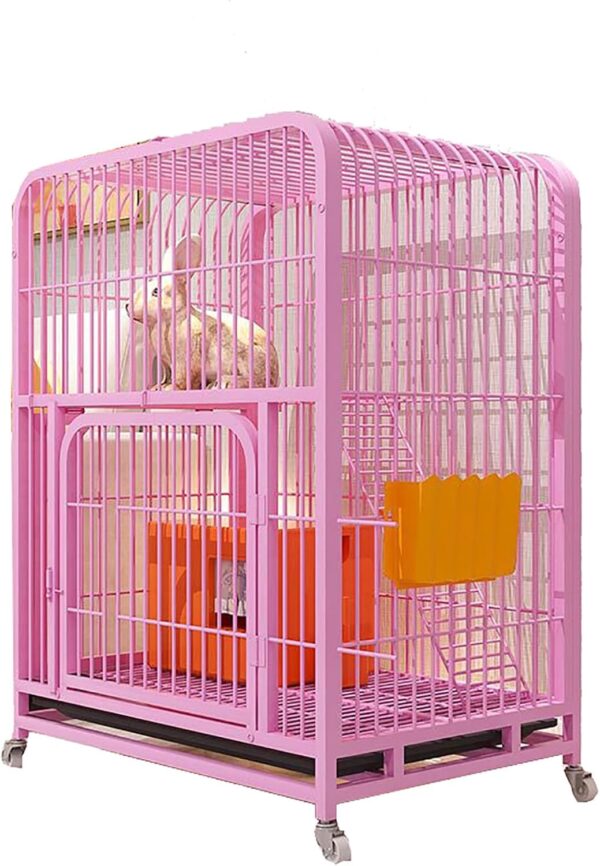 Rabbit Cage, On Wheels Bunny Cage Rabbit Hutch Pet Cage Outdoor Indoor Rabbit Cage House Guinea Pig Cage Removable Pull Out Tray