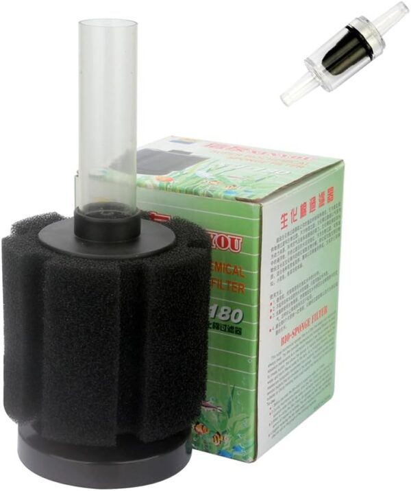 SENZEAL S Size Bio Sponge Filters Biochemical Foam Filter for Aquarium Fish Tank Air Pump with Check Valve Black