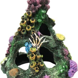 SLOCME Aquarium Coral Reef Decorations - Fish Tank Coral Rock Mountain Cave Ornament，for Betta Fish Sleep Rest Hide Play and Breed