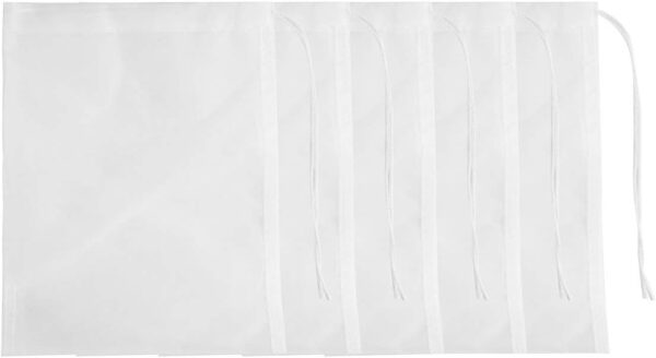 SLSON 5 Pcs Media Filter Bag Aquarium Fine 180 Micron Mesh Filter Bags Reusable Nylon Drawstring Bags for Fish Tank Activated Carbon,Charcoal,Bio Balls Filter Accessories,White