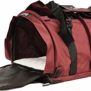 SturdiBag Large Pet Travel Carrier: Flexible Height for Cat and Dog Soft Sided with Safety Clips and Seatbelt Straps | Bordeaux, 18" x 12" x 12" (PN: SB2-PRO-BX)