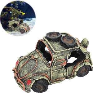 TOWEAR Aquarium Ornament Fish Tank Resin Car Ornament Decorations Imitation Car Wreck Decor Mysterious Underwater World Aquarium Accessories (Car)