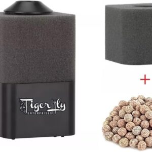 Tigerlily Enterprises Fish Tank Filter, Submersible Sponge Filters For Aquarium With 1 Spare Sponge and Bio-Media Ceramic Balls. For Freshwater and Saltwater Aquariums - SMALL