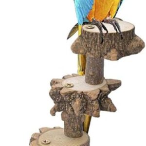 Unsoenihems59 Bird Toys Natural Wood Perch Stand Wooden Platform Climbing Ladder Cage Toy for African Greys Macaws Cockatoos perches parakeets conures parrots cockatiels sand nail paw