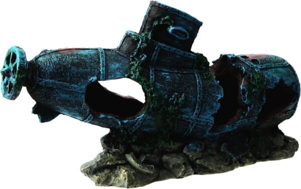 Uotyle Aquarium Ornament, Crash Submarine Aquarium Decoration For Large Fish Tank Resin Aquarium Cave Ornament for Fish Hide and Play