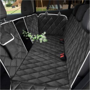 VSPETCC Dog Car Seat Cover,100% Waterproof with Mesh Window And Storage Pocket,Durable Scratchproof Nonslip Dog Hammock with Universal Size Fits for Cars/Trucks/SUV