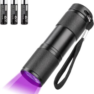 Vagocom LED Blacklight UV Flashlight, Portable 9LED 395nm Black Light Ultraviolet Lamp Detector for Dog Pet Urine,Stains,Good Work with Pet Odor Eliminator(1 Pack,Battery Included)