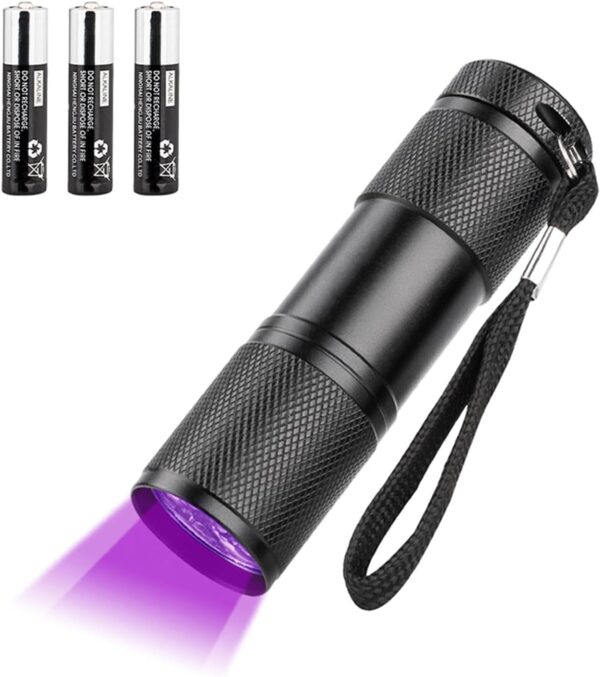 Vagocom LED Blacklight UV Flashlight, Portable 9LED 395nm Black Light Ultraviolet Lamp Detector for Dog Pet Urine,Stains,Good Work with Pet Odor Eliminator(1 Pack,Battery Included)