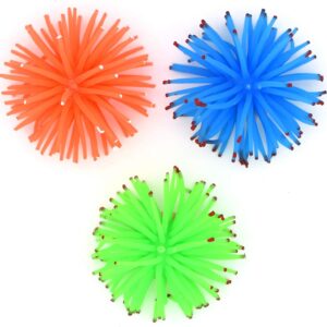 YMWALK Aquarium Fish Tank Ornament Decoration,3PCS Soft Coral Artificial Sea Urchin Ball Anemone Ornament Aquarium Decoration(Green,Orange and Blue)