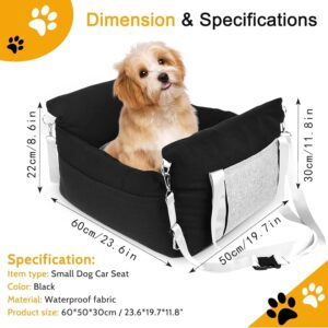 Yolispa Dog Car Seat, Waterproof Dog Booster Car Seat Medium Sized Dog with Storage Pockets, Clip-On Safety Leash and Memory Foam Filling, Soft Comfortable Pet Bed Car for Small Dogs or Cats