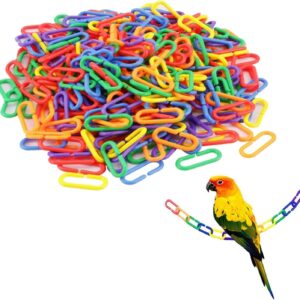 ZEACCT 100 Pieces Plastic C-Clips Hooks Chain, Rainbow C- Hooks Chain, Plastic Bird Chain Hooks, Plastic C-Clips Hooks, for Pet Parrot Bird Cage Toys - Color Mix