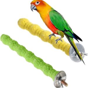 ZKSXOA 2pcs Parrot Perches,Colorful Birdcage Scrub Stand Bar for Bird Parrot Budgies Parakeet Cockatiels Conure Lovebird Cage Paw Grinding Toy